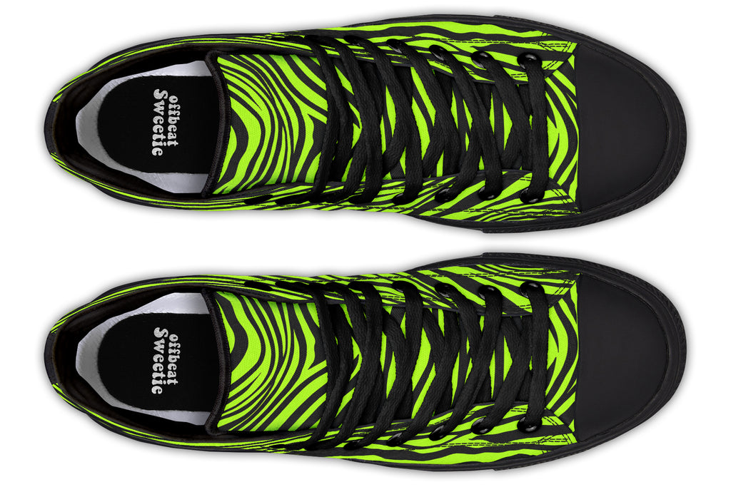 Neon Zebra Green High Tops (Wide)