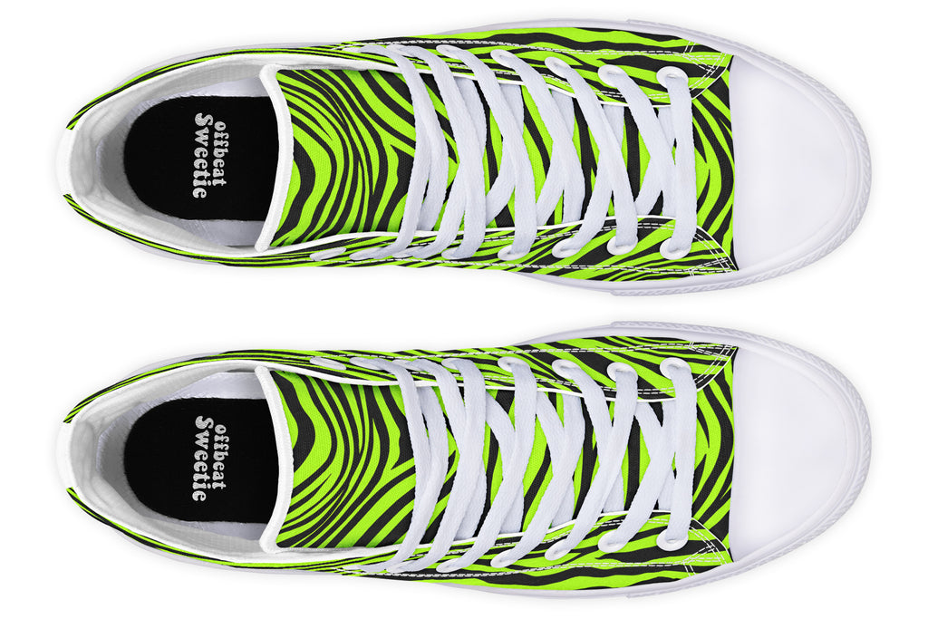 Neon Zebra Green High Tops (Wide)