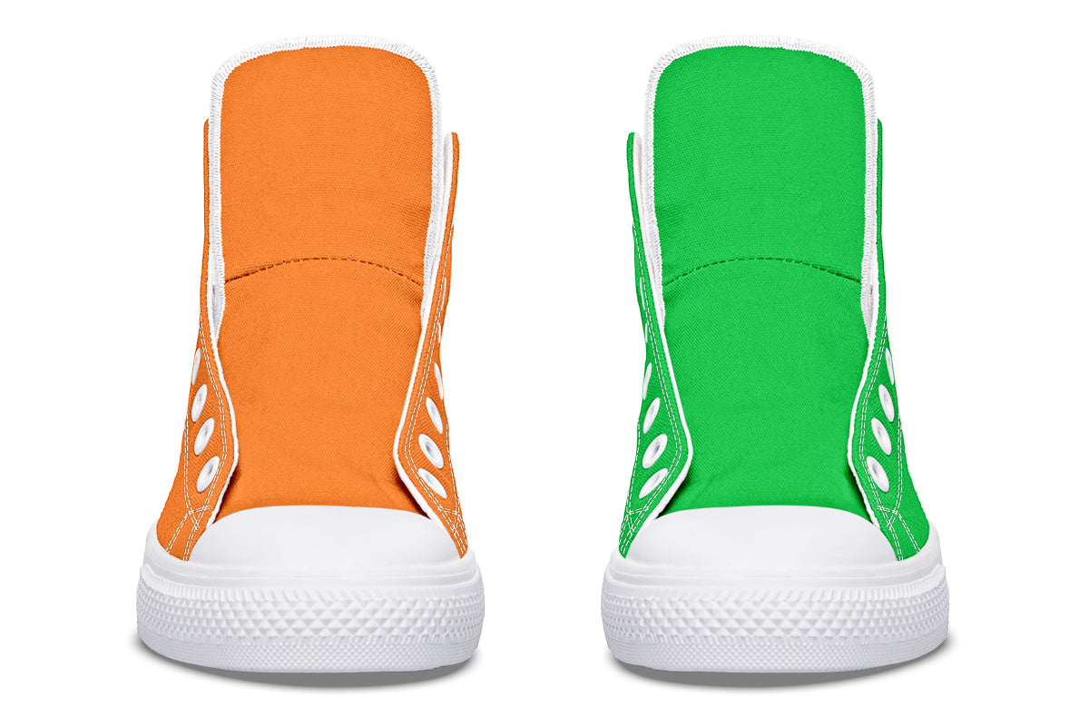 Orange And Green Mismatch High Tops (Wide)