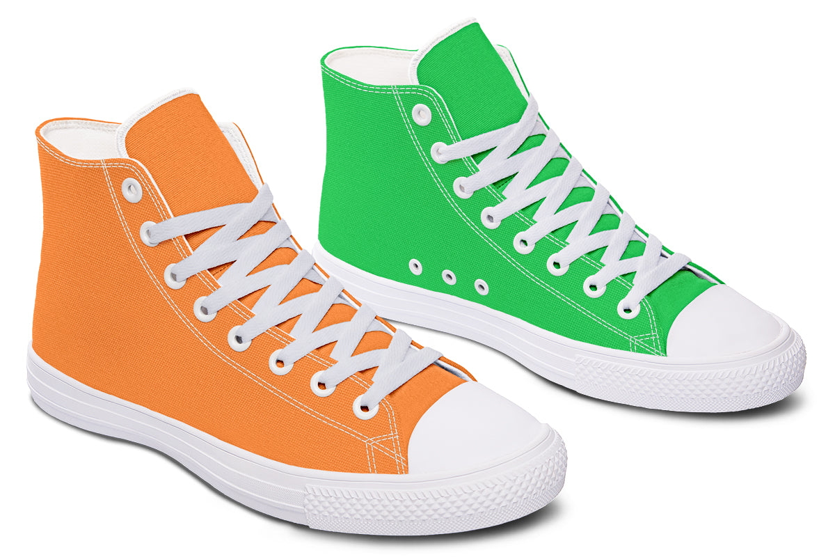 Orange and Green Mismatch High Tops - Offbeat Sweetie