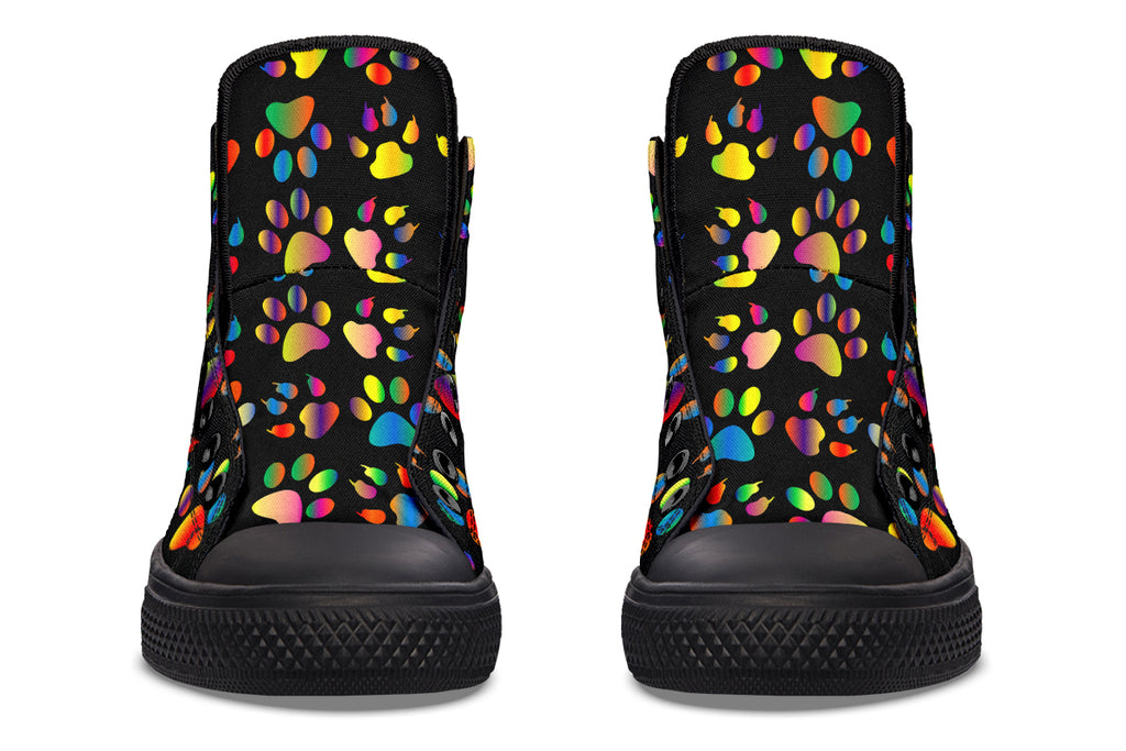 Rainbow Paw Prints High Tops (Wide)