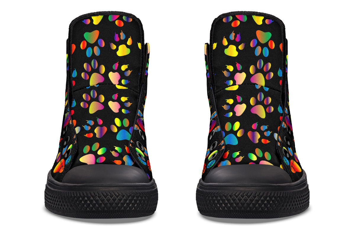 Rainbow Paw Prints High Tops (Wide)