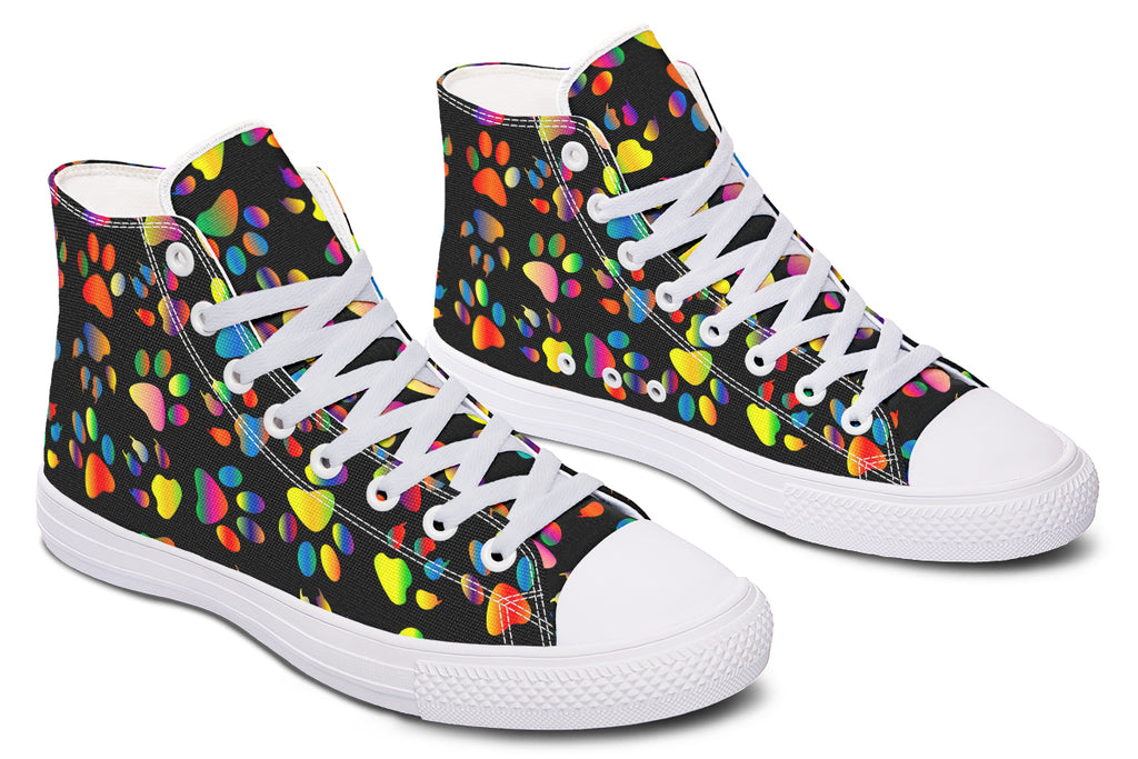 Rainbow Paw Prints High Tops (Wide)
