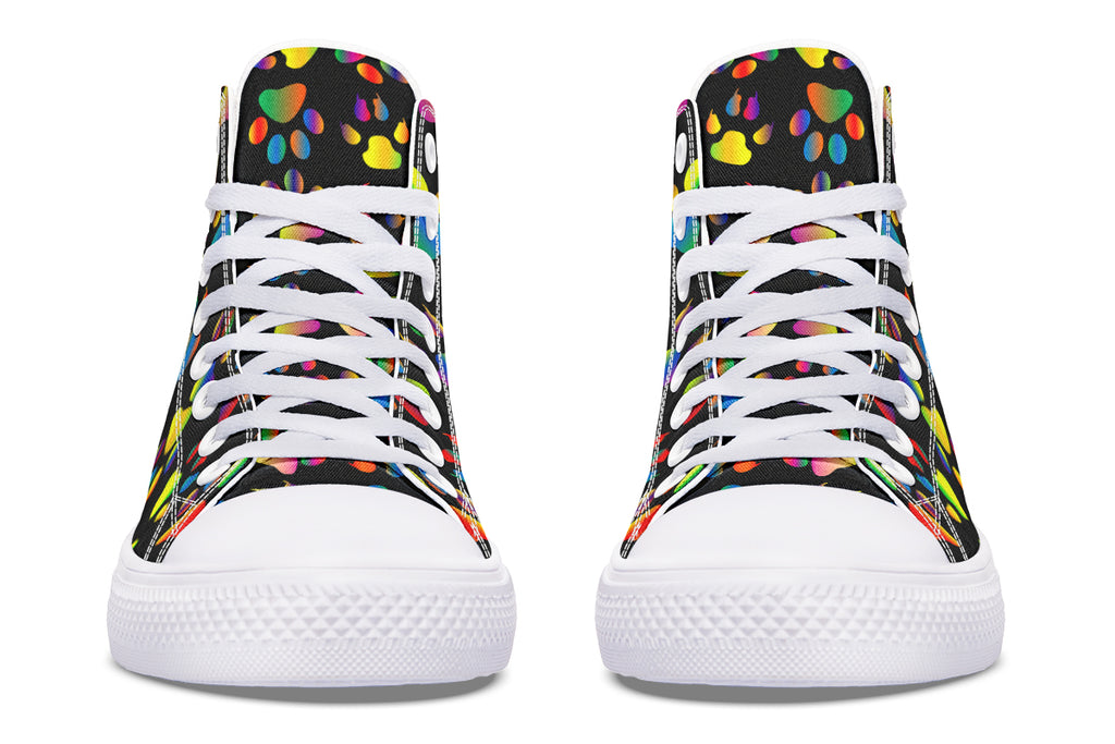 Rainbow Paw Prints High Tops (Wide)