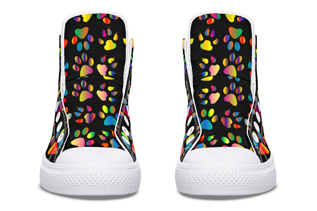 Rainbow Paw Prints High Tops (Wide)