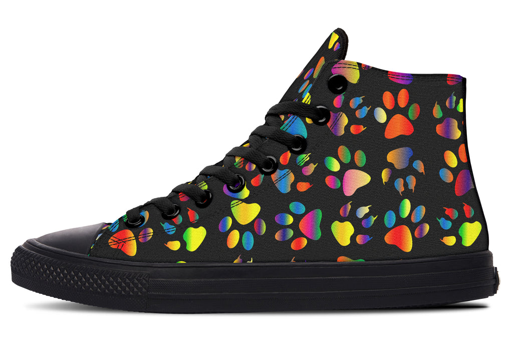 Rainbow Paw Prints High Tops (Wide)