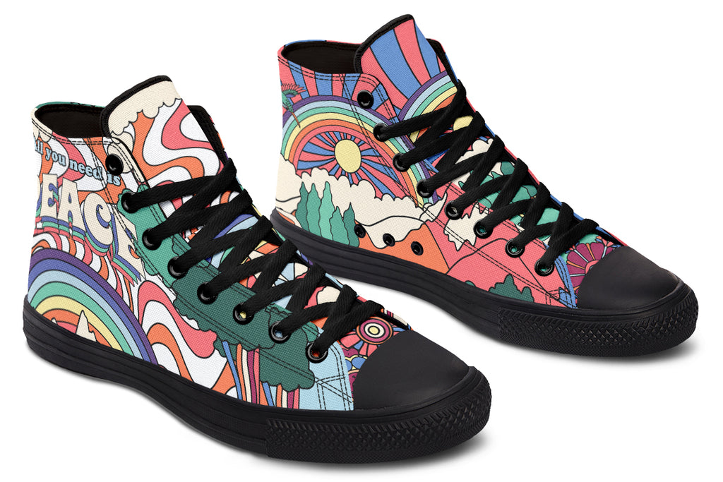 Peace And Love High Tops - Offbeat Sweetie