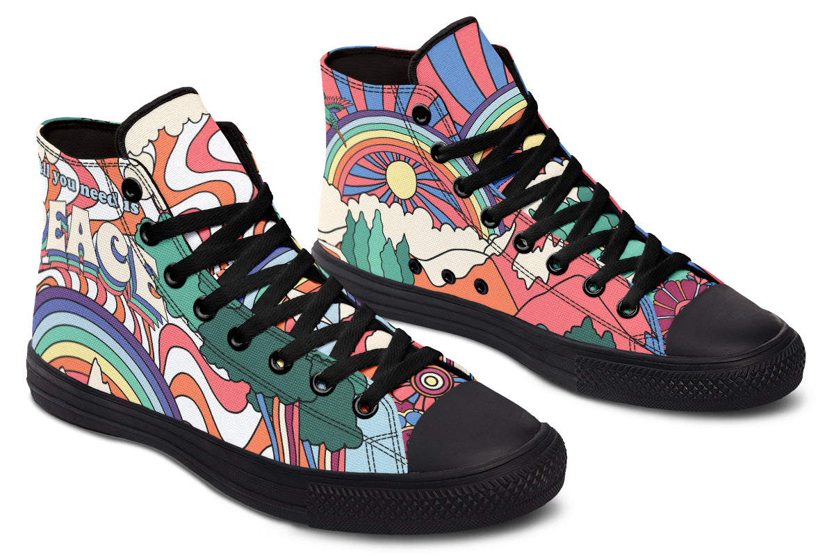 Peace And Love High Tops - Offbeat Sweetie