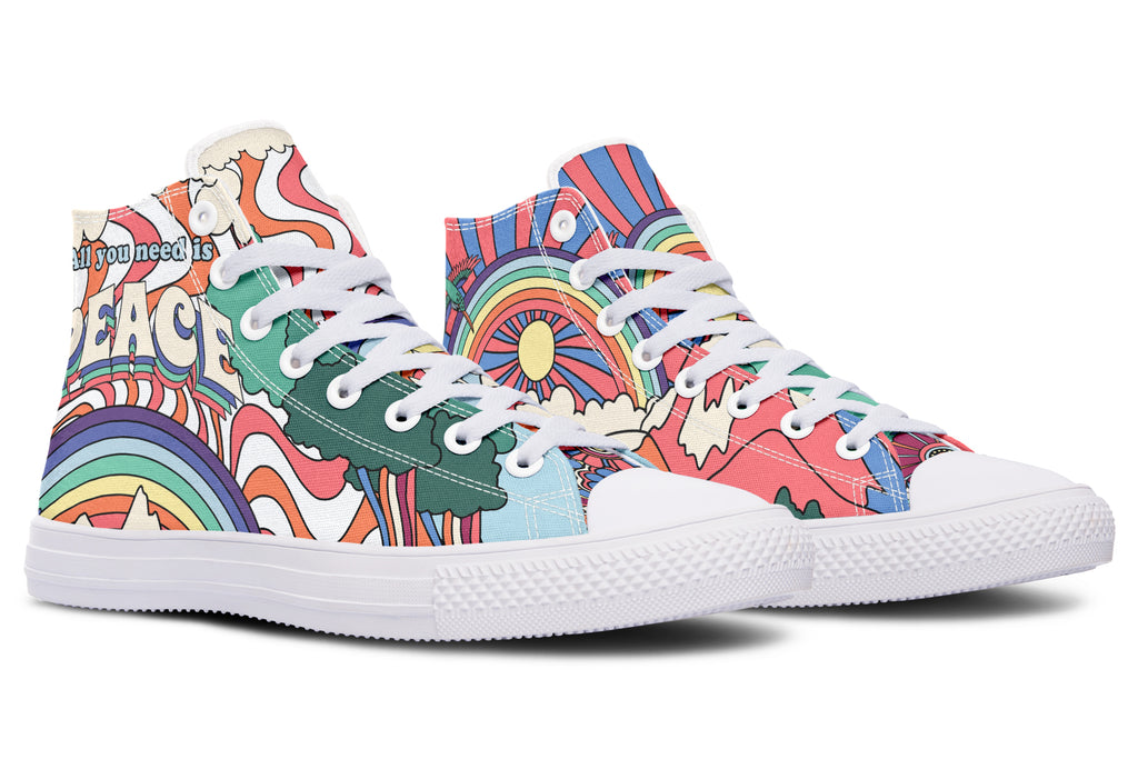 Peace And Love High Tops - Offbeat Sweetie