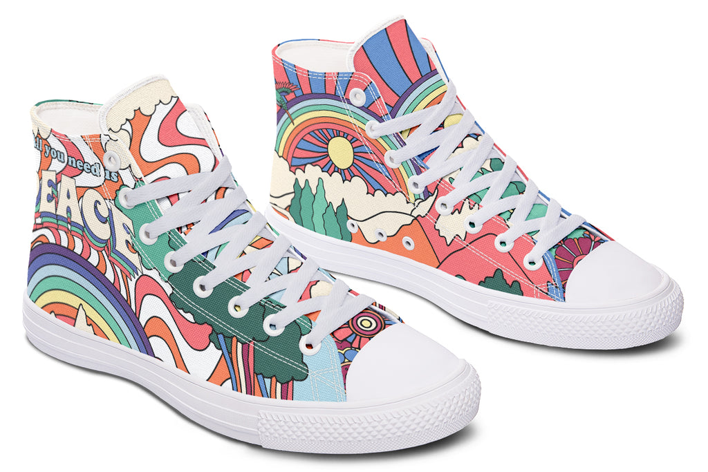 Peace And Love High Tops - Offbeat Sweetie