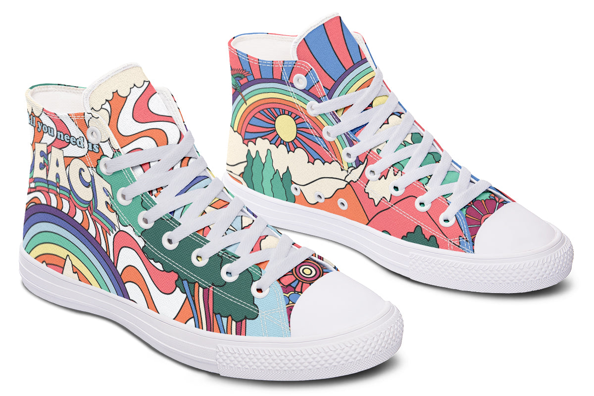 Peace And Love High Tops - Offbeat Sweetie