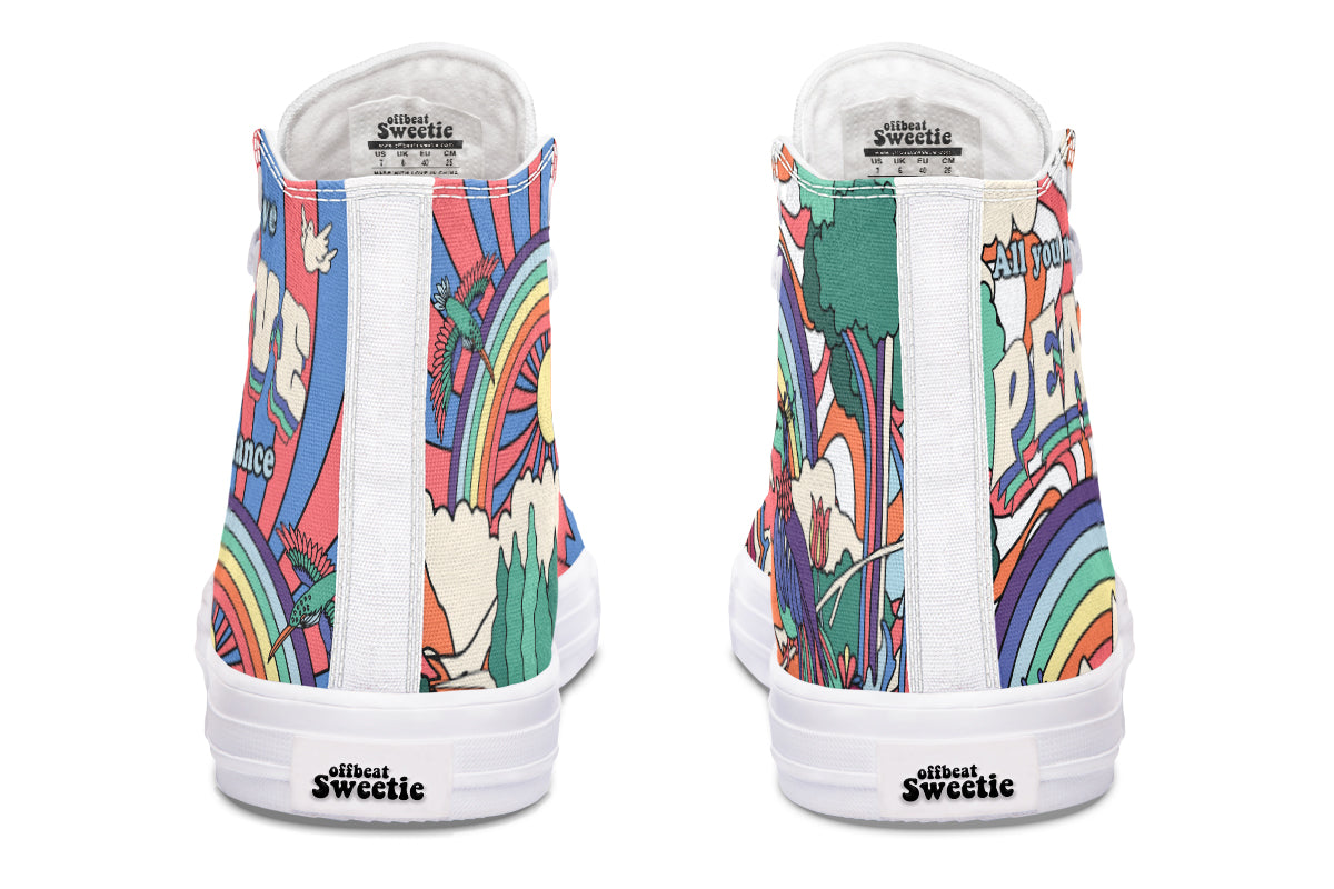 Peace And Love High Tops - Offbeat Sweetie