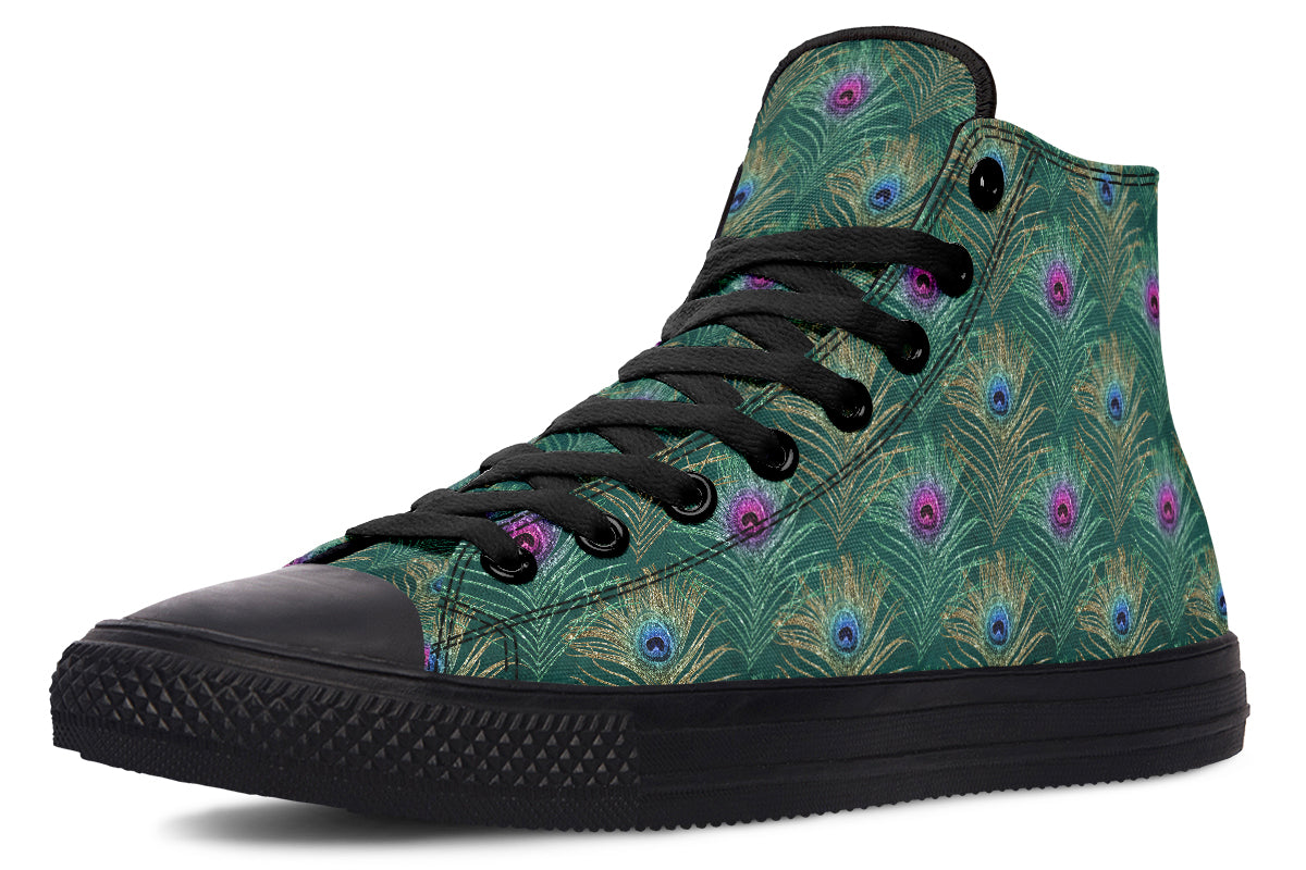 Peacock Feathers High Tops - Offbeat Sweetie