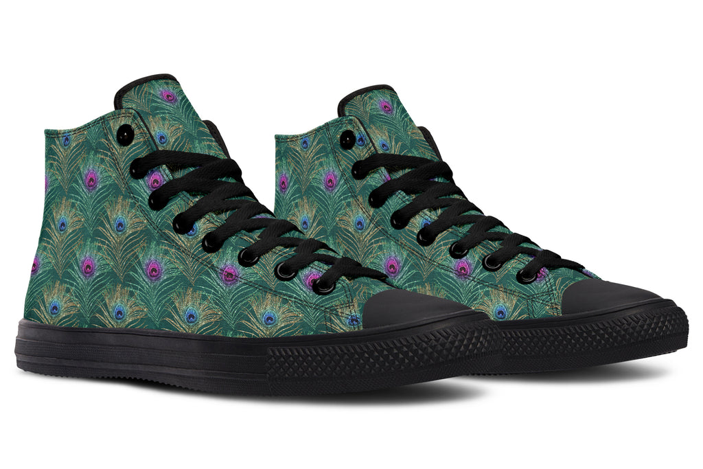 Peacock Feathers High Tops - Offbeat Sweetie