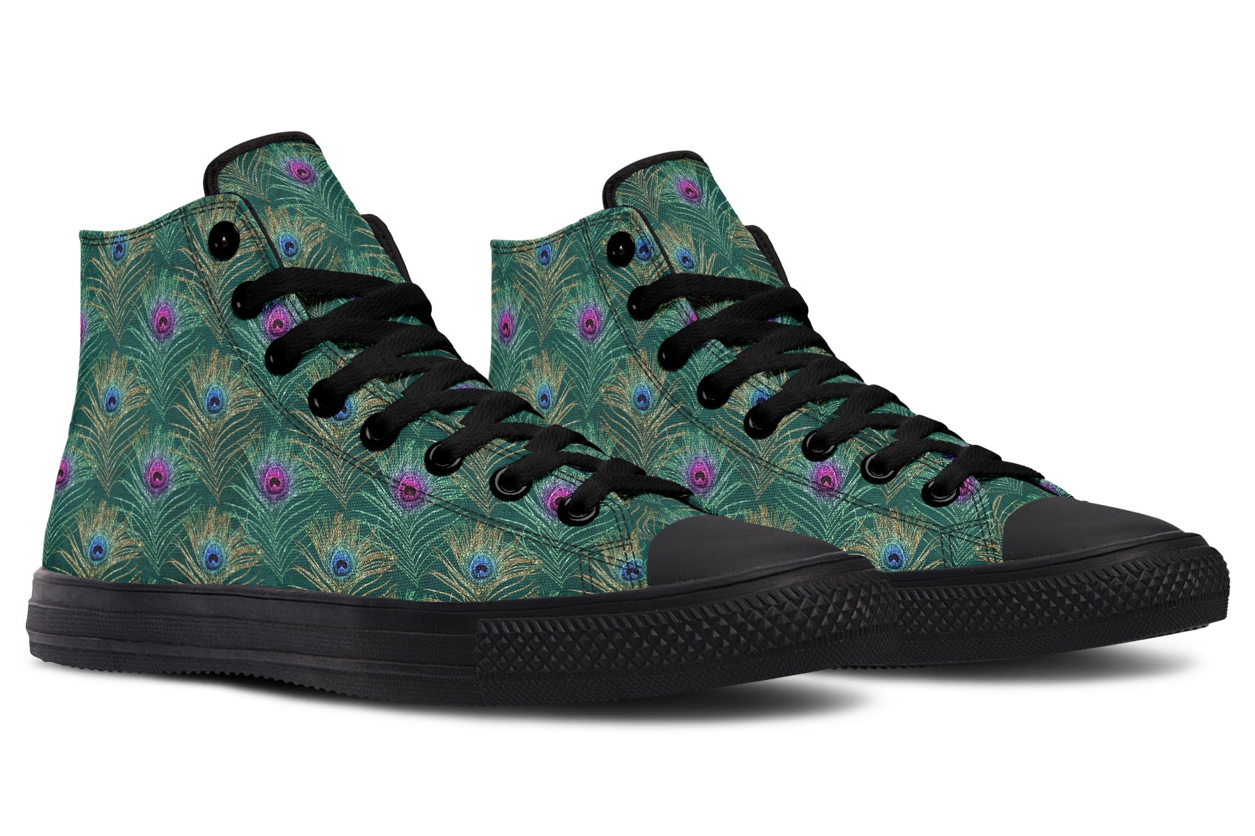 Peacock Feathers High Tops - Offbeat Sweetie