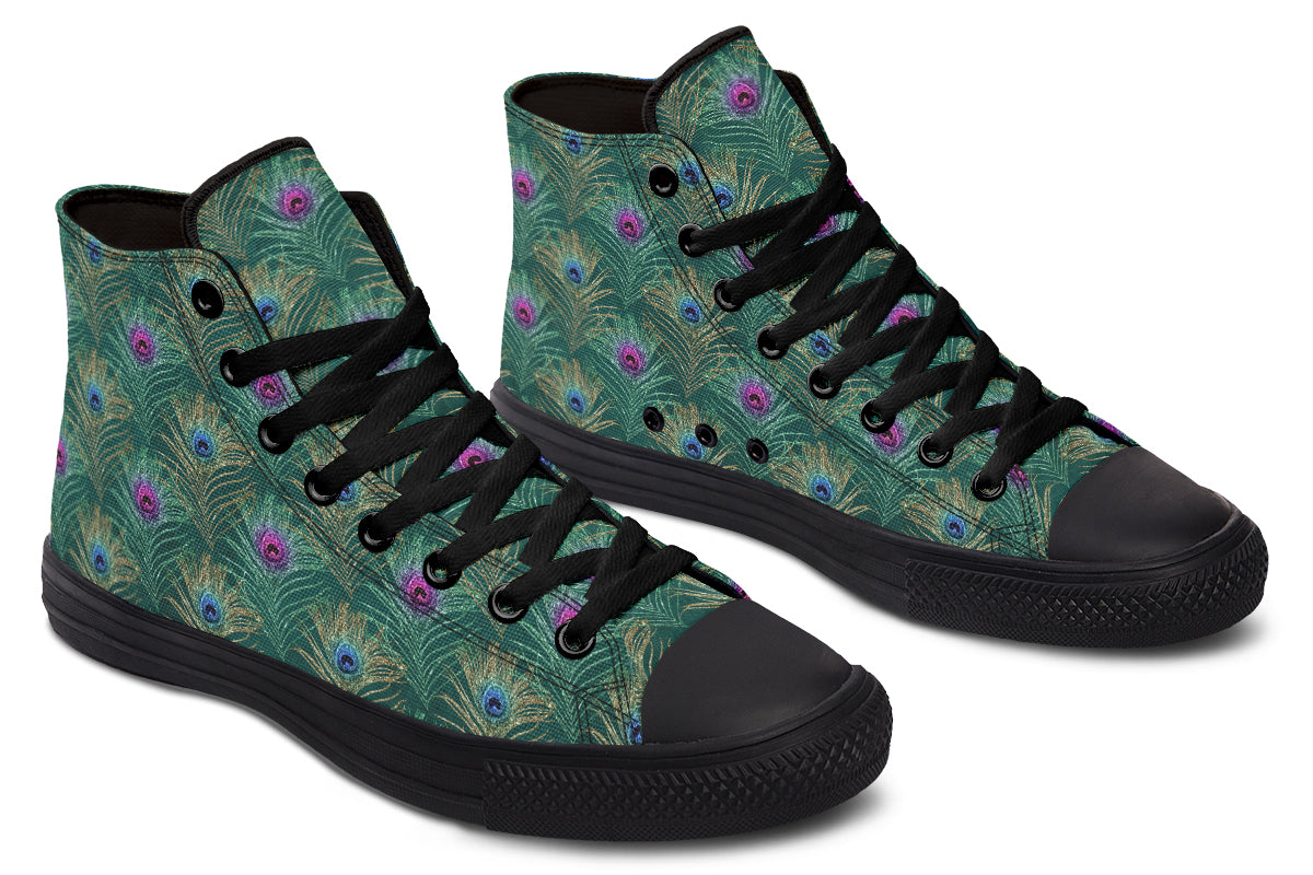 Peacock Feathers High Tops - Offbeat Sweetie