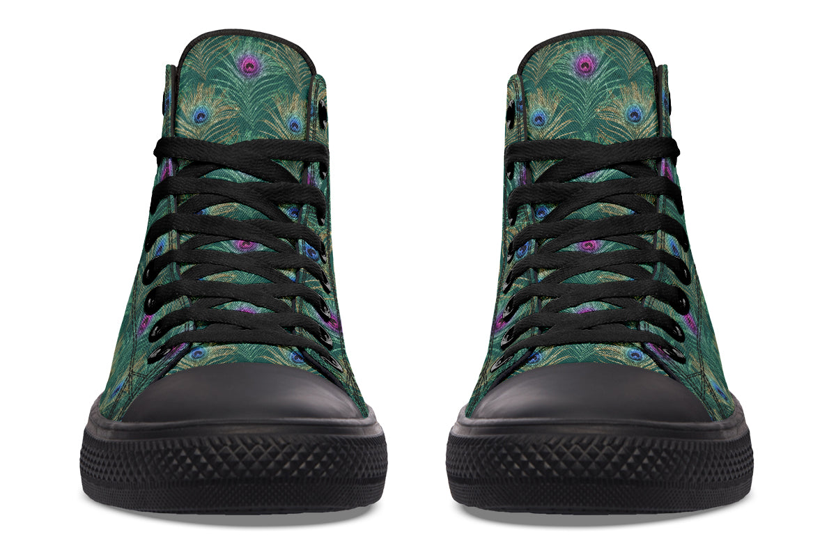 Peacock Feathers High Tops - Offbeat Sweetie