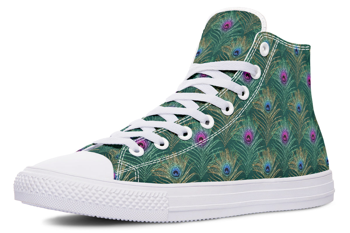 Peacock Feathers High Tops - Offbeat Sweetie