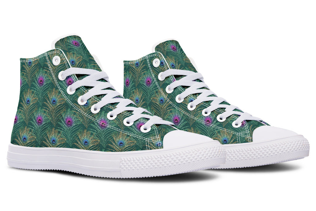 Peacock Feathers High Tops - Offbeat Sweetie
