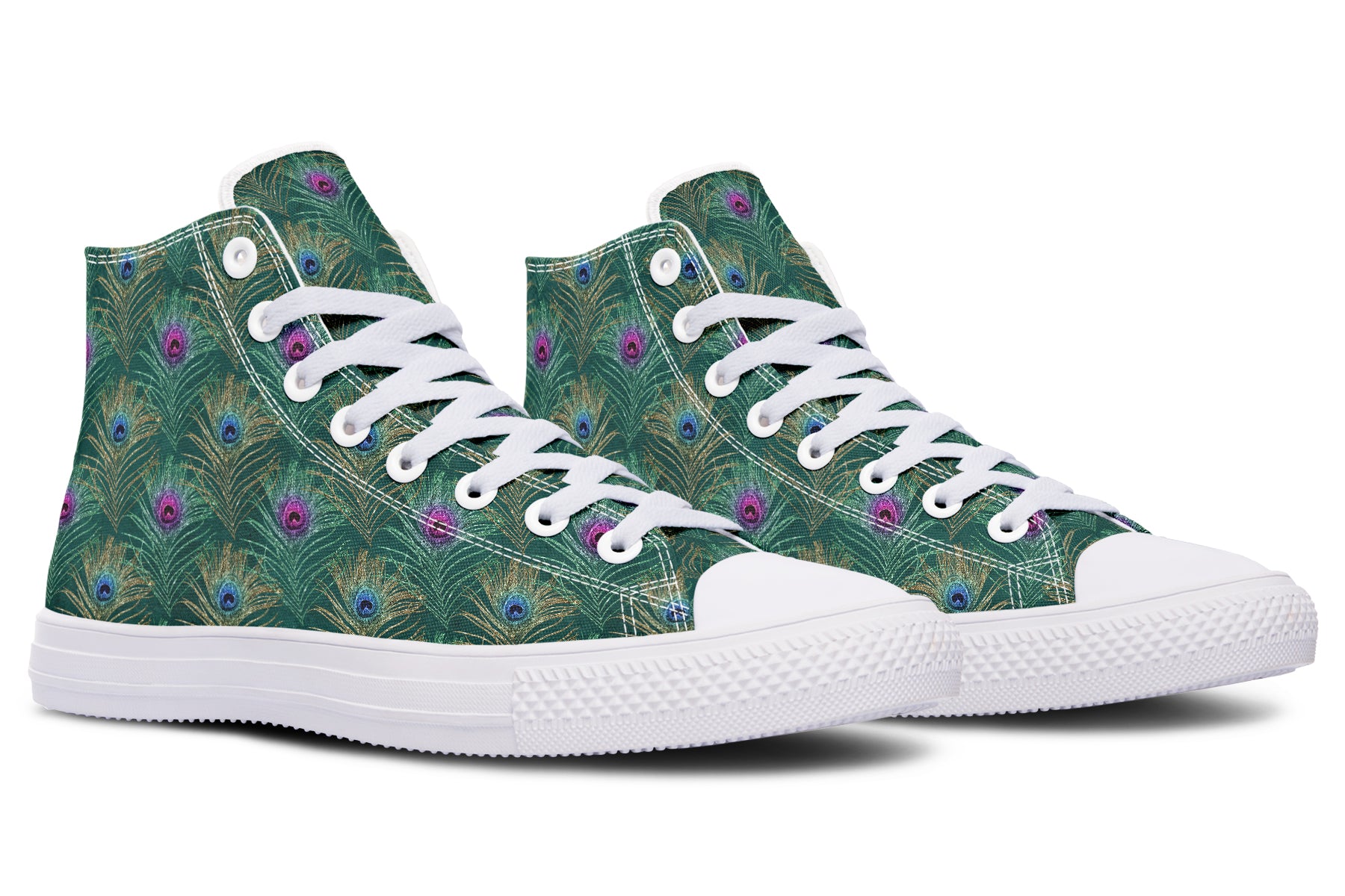 Peacock Feathers High Tops - Offbeat Sweetie