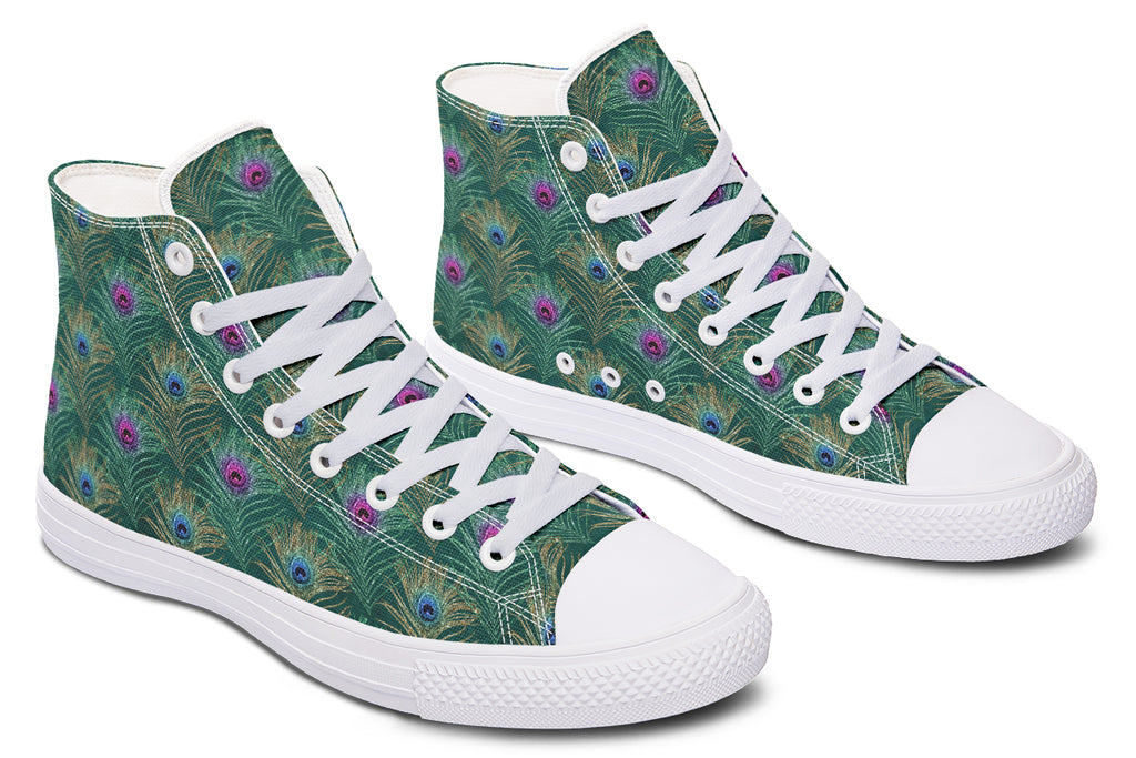 Peacock Feathers High Tops - Offbeat Sweetie