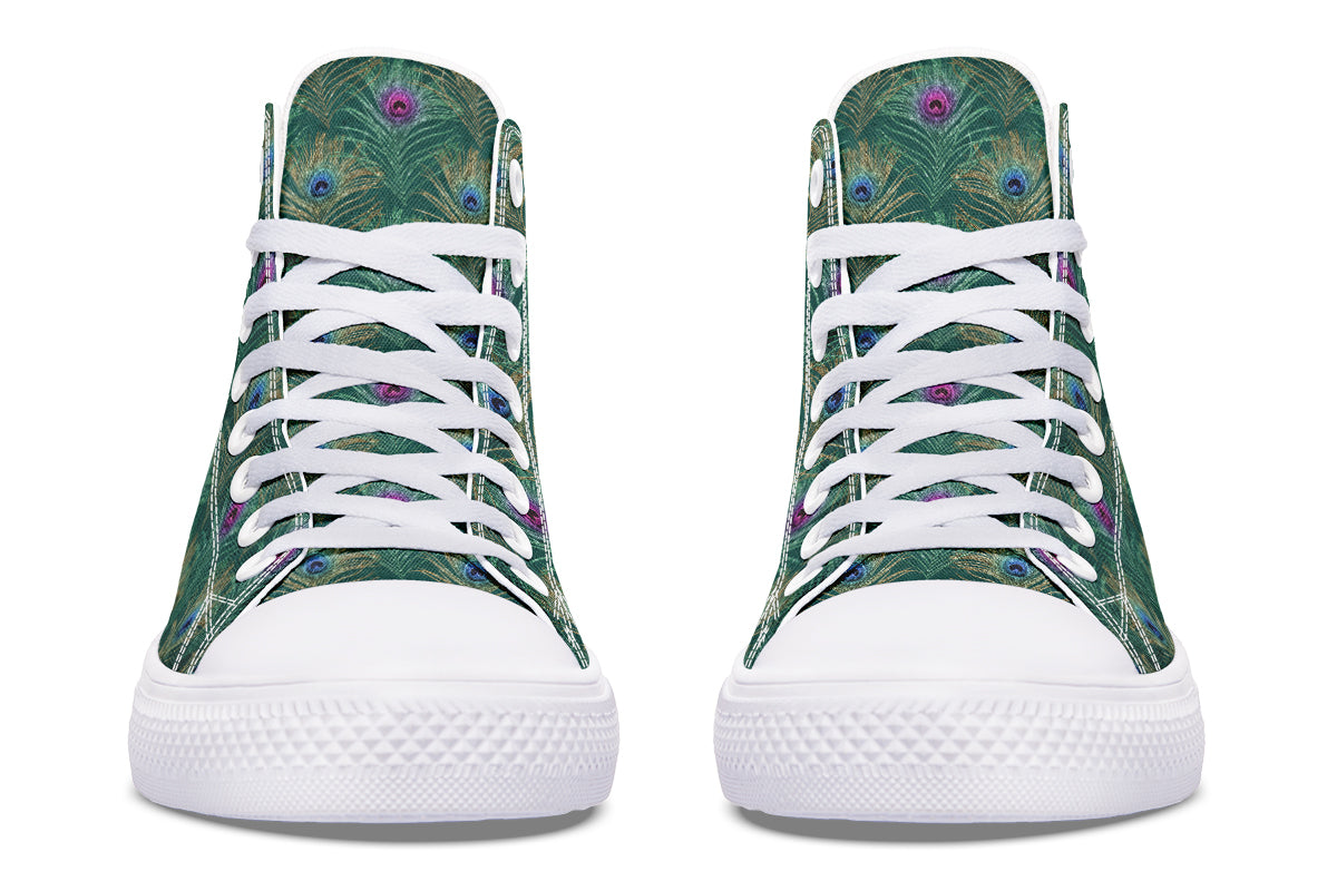 Peacock Feathers High Tops - Offbeat Sweetie