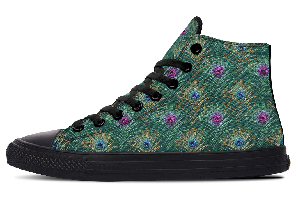 Peacock Feathers High Tops - Offbeat Sweetie