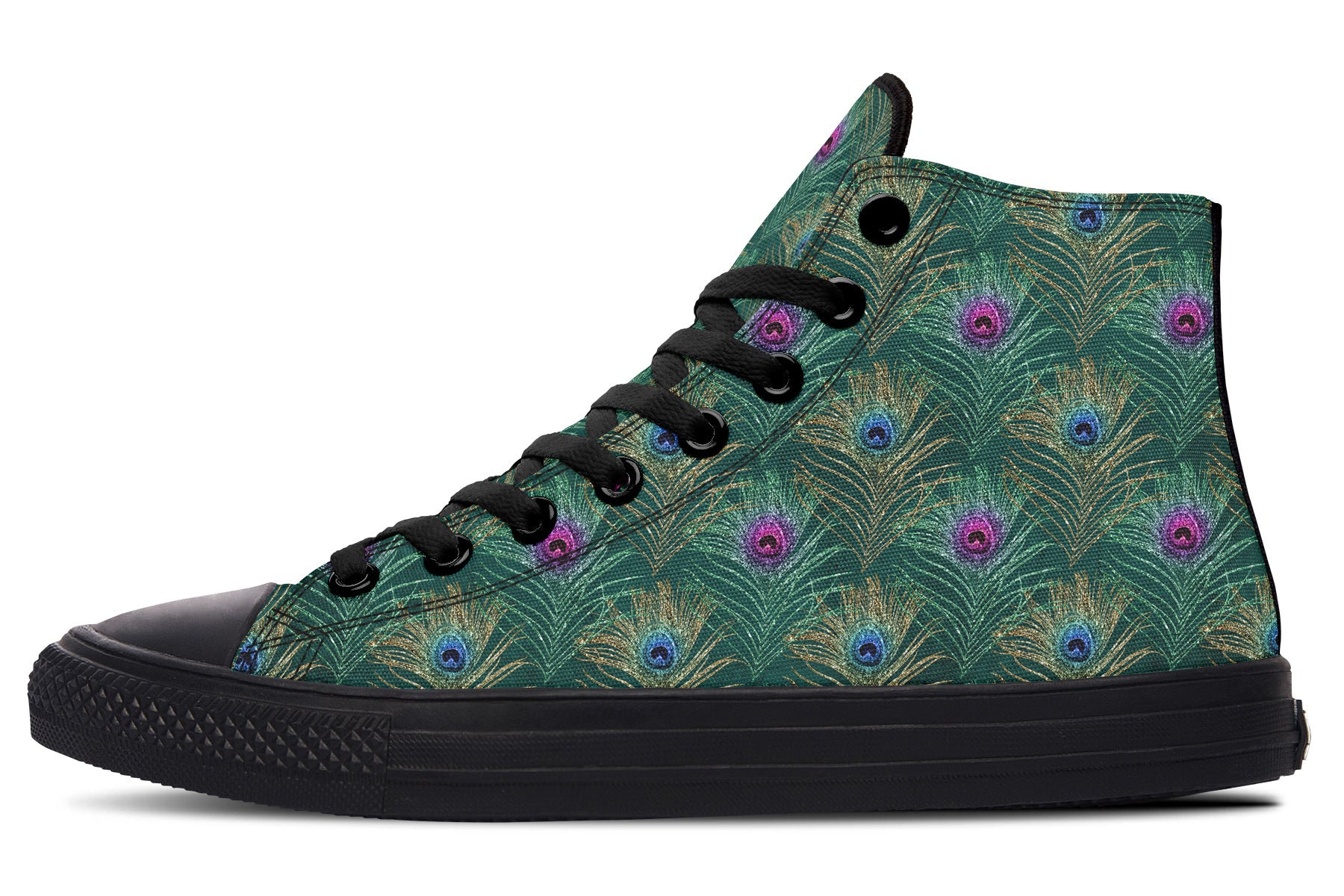 Peacock Feathers High Tops - Offbeat Sweetie