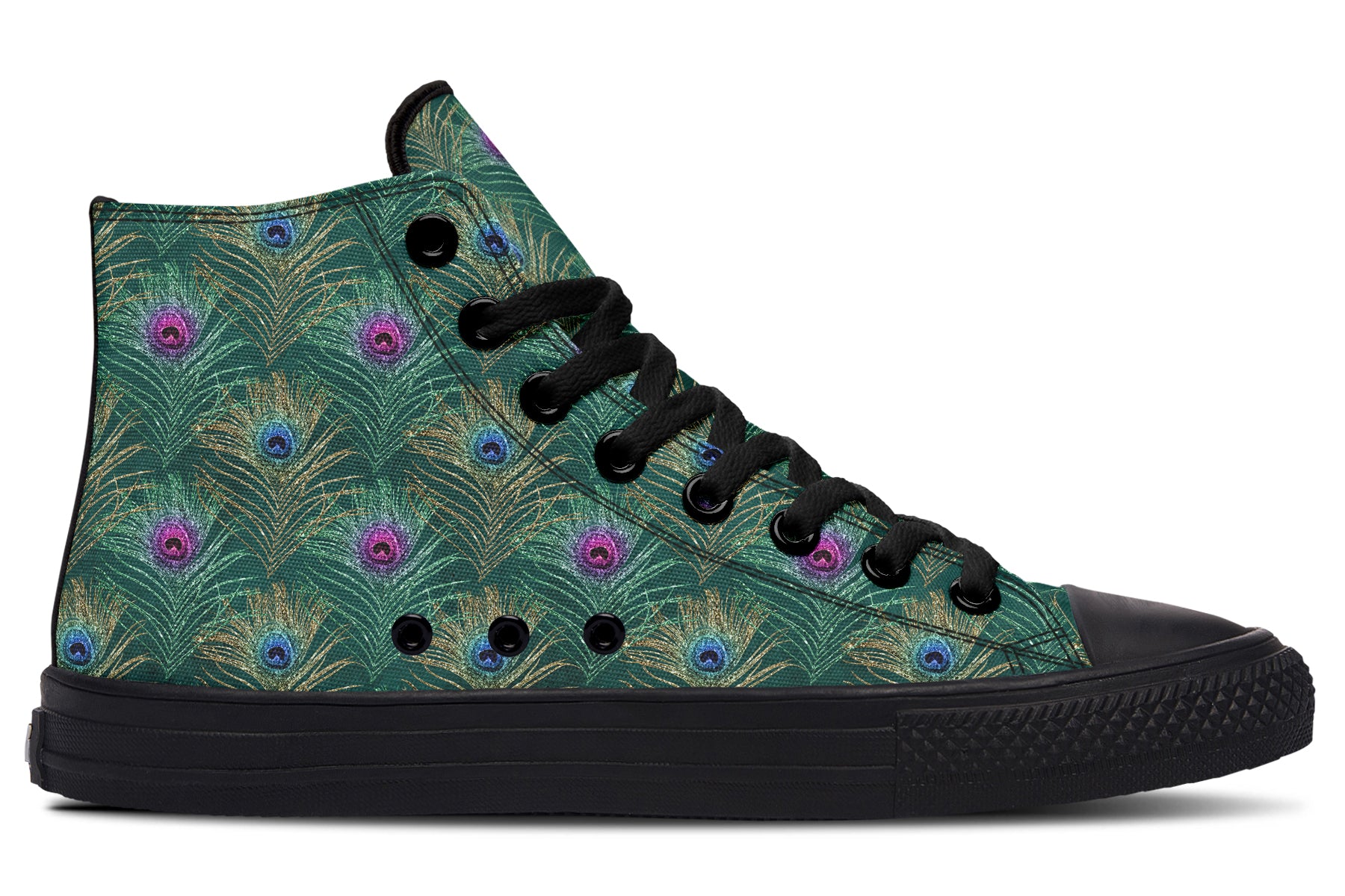 Peacock Feathers High Tops - Offbeat Sweetie