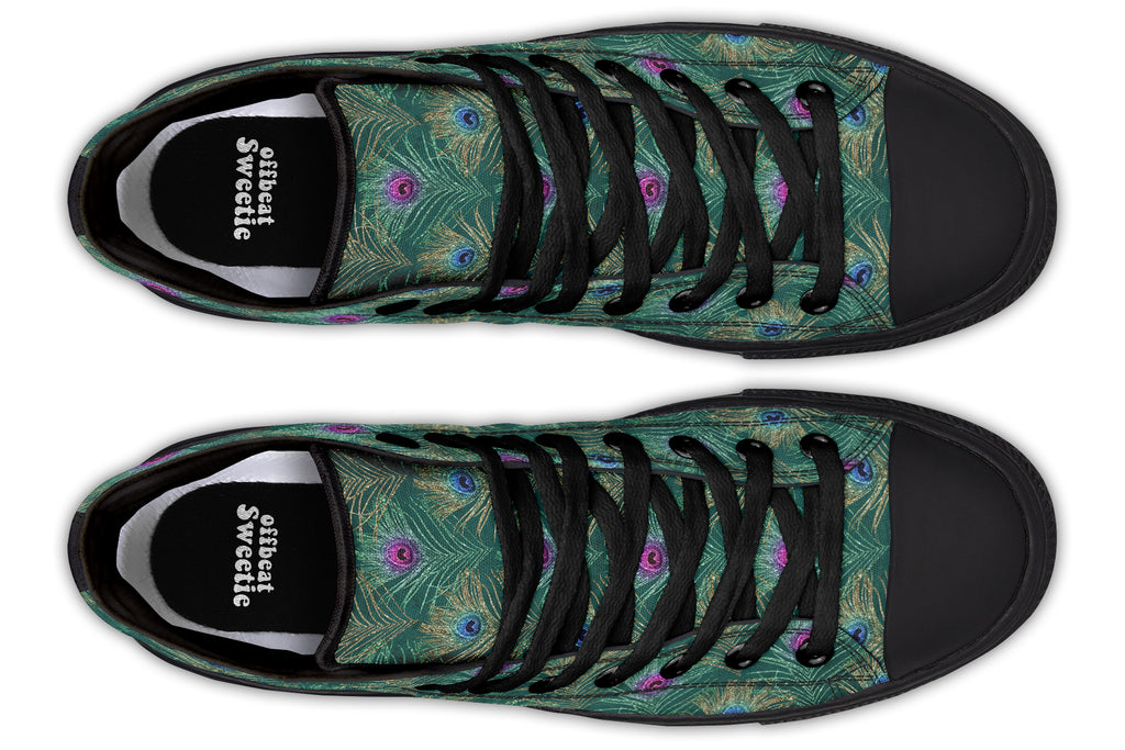 Peacock Feathers High Tops - Offbeat Sweetie