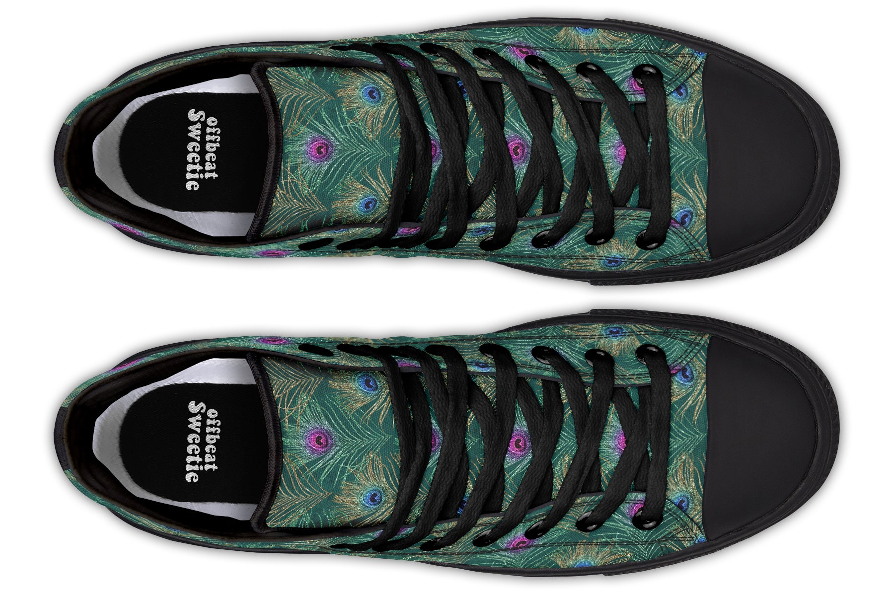 Peacock Feathers High Tops - Offbeat Sweetie