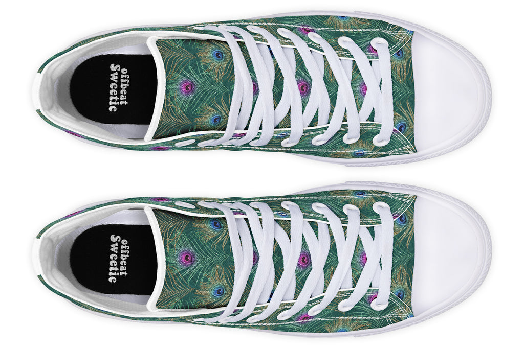 Peacock Feathers High Tops - Offbeat Sweetie