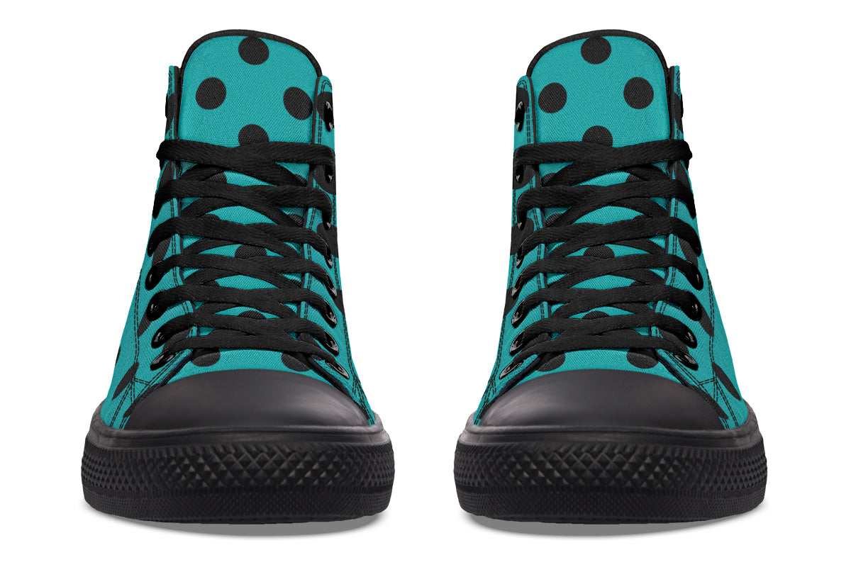 Penny Royal Teal Polka Dot High Tops