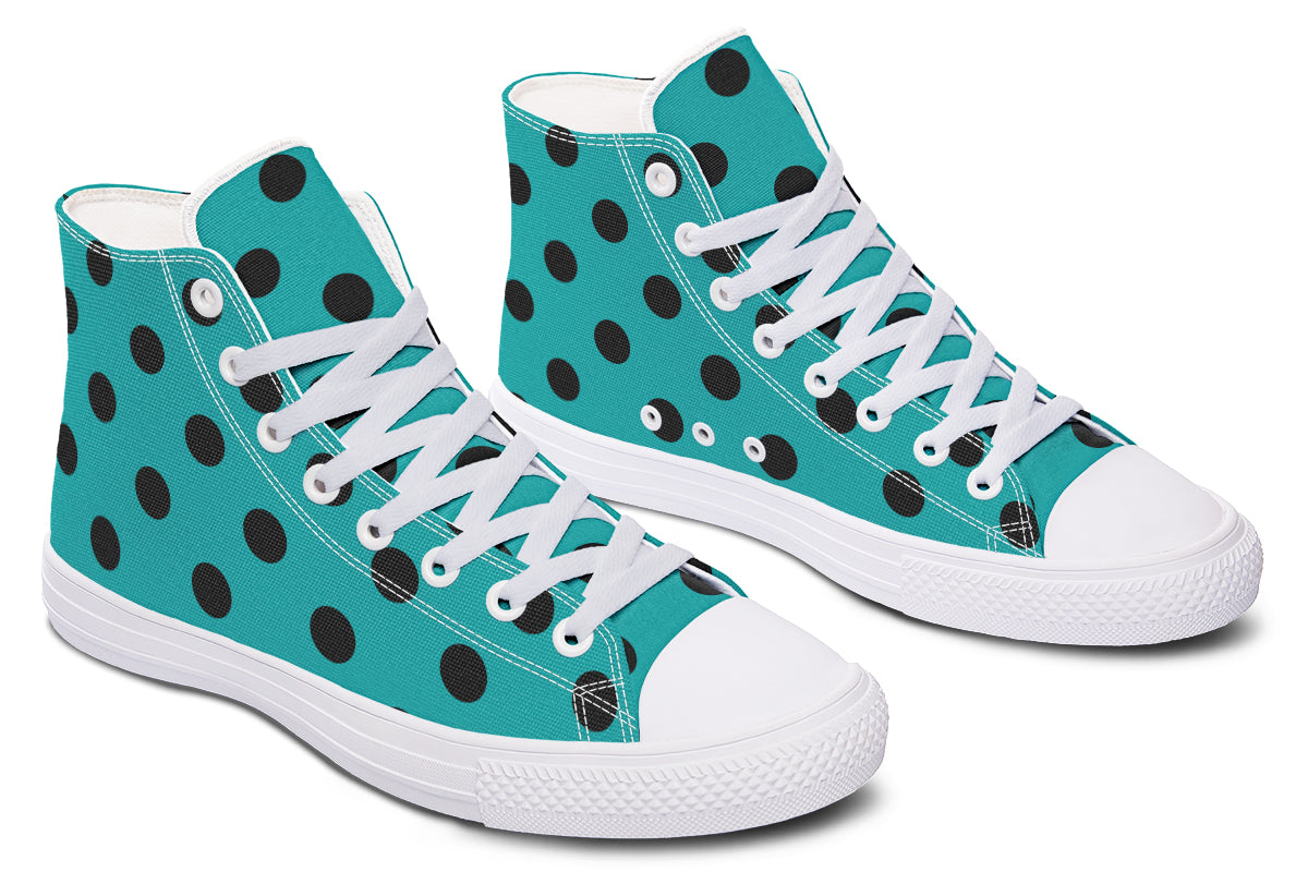 Penny Royal Teal Polka Dot High Tops