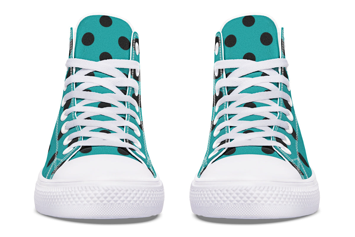 Penny Royal Teal Polka Dot High Tops