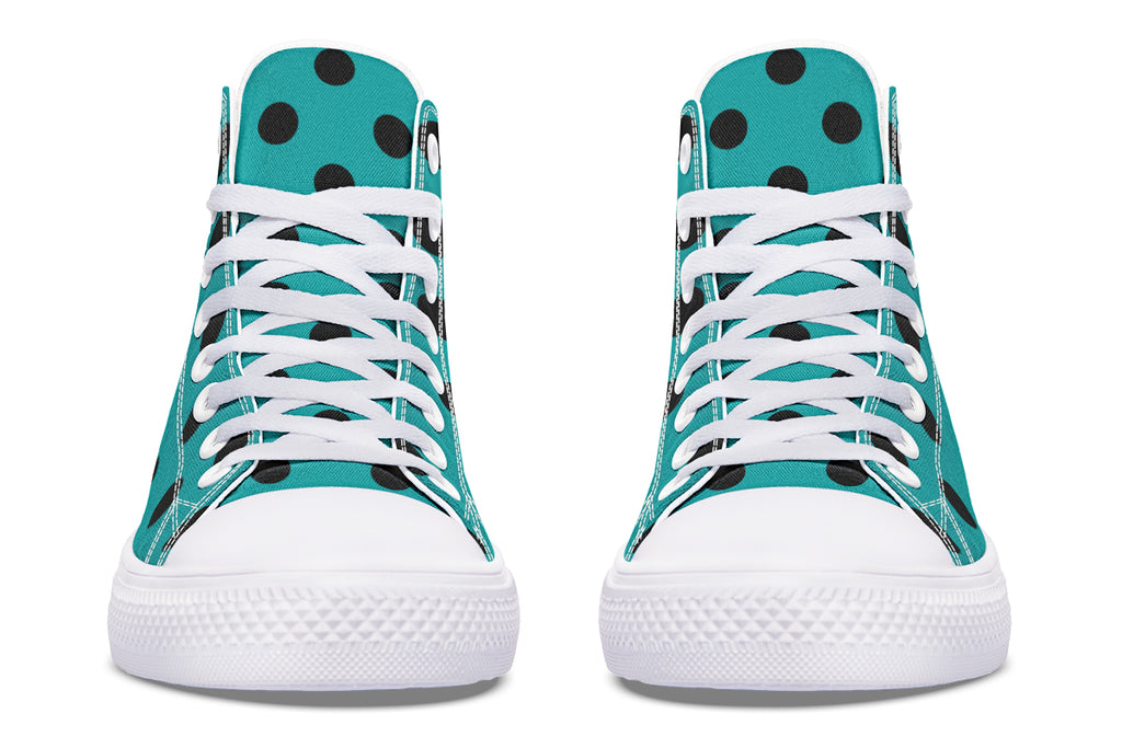 Penny Royal Teal Polka Dot High Tops (Wide)