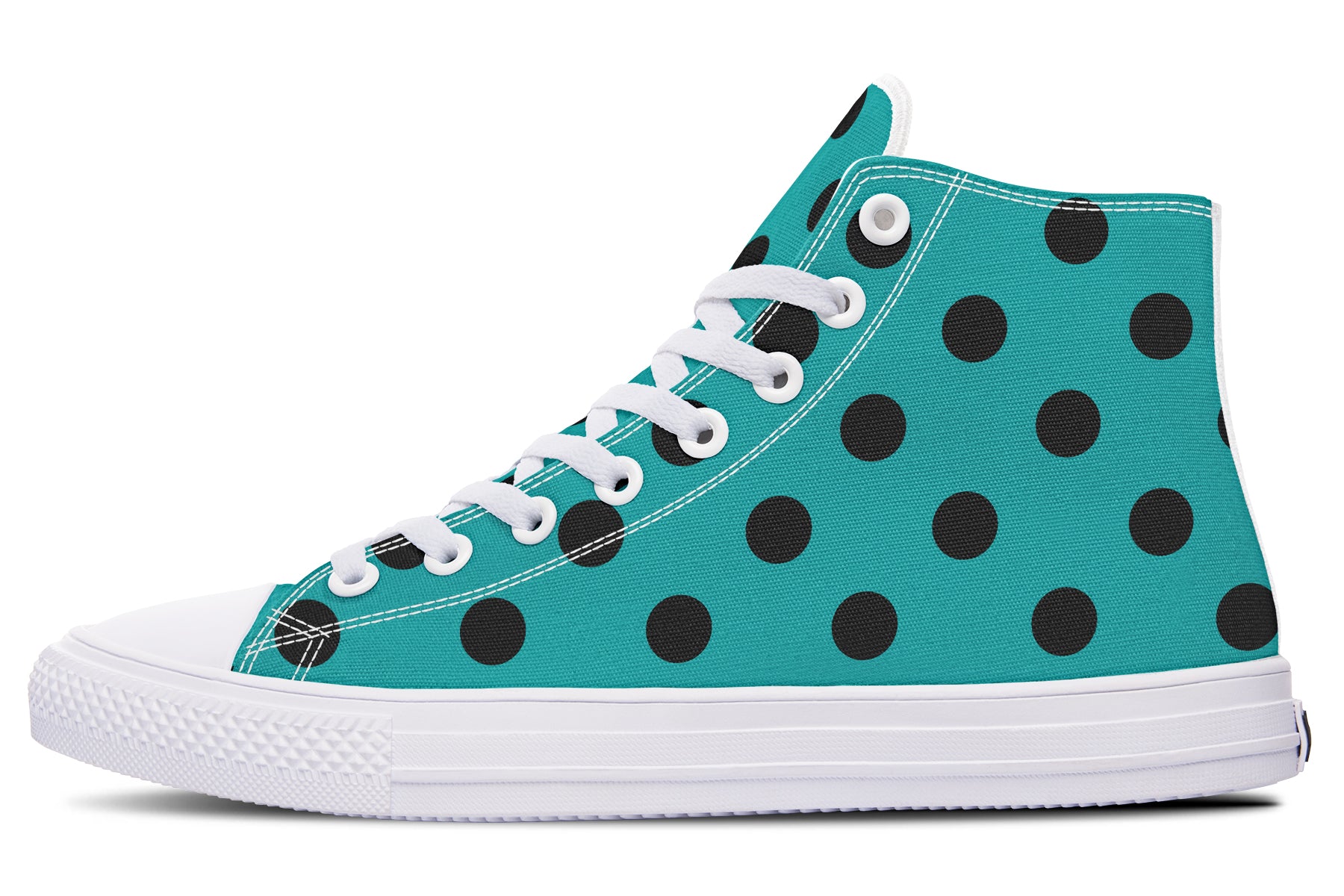Penny Royal Teal Polka Dot High Tops (Wide)
