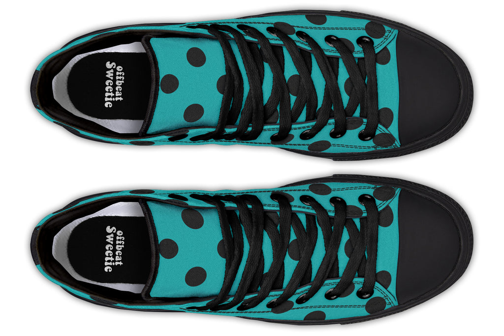Penny Royal Teal Polka Dot High Tops (Wide)