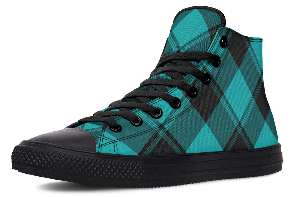 Pennyroyal Teal Plaid High Tops