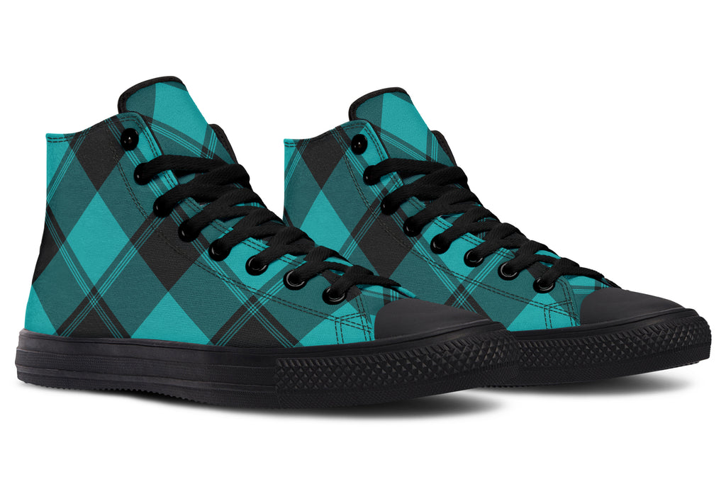 Pennyroyal Teal Plaid High Tops