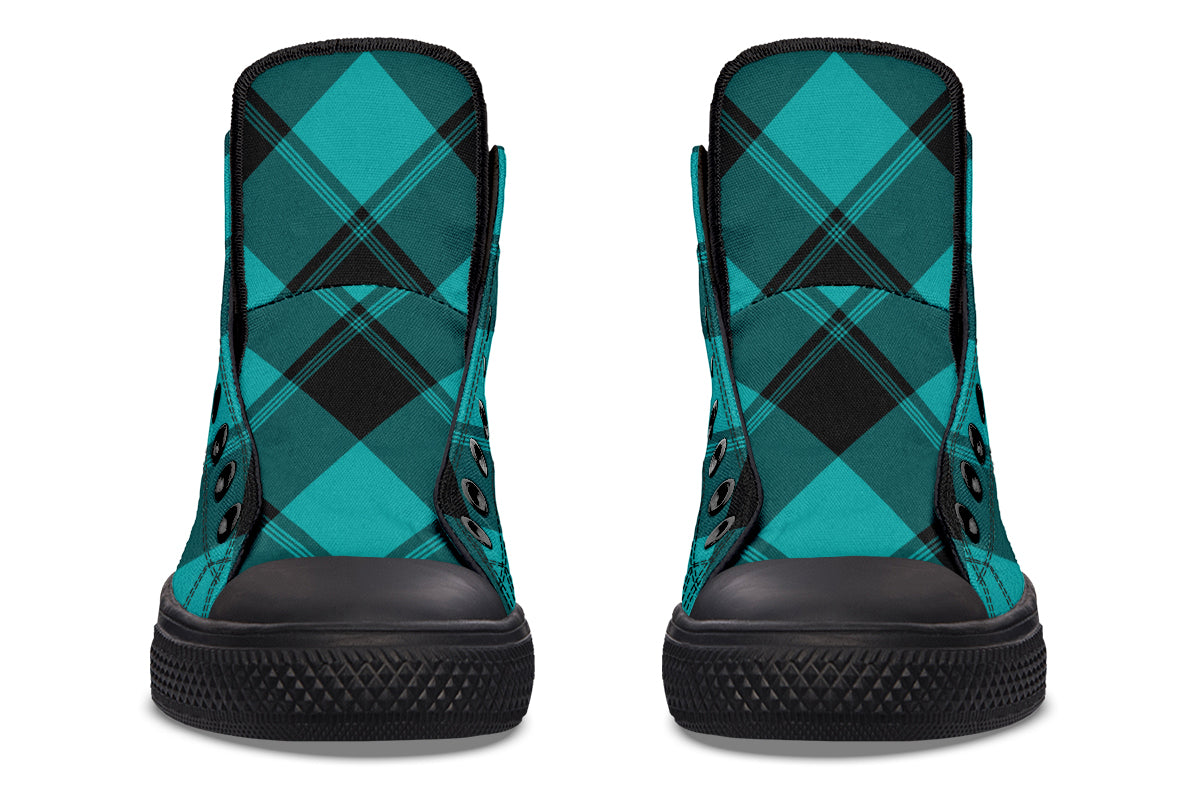 Pennyroyal Teal Plaid High Tops (Wide)