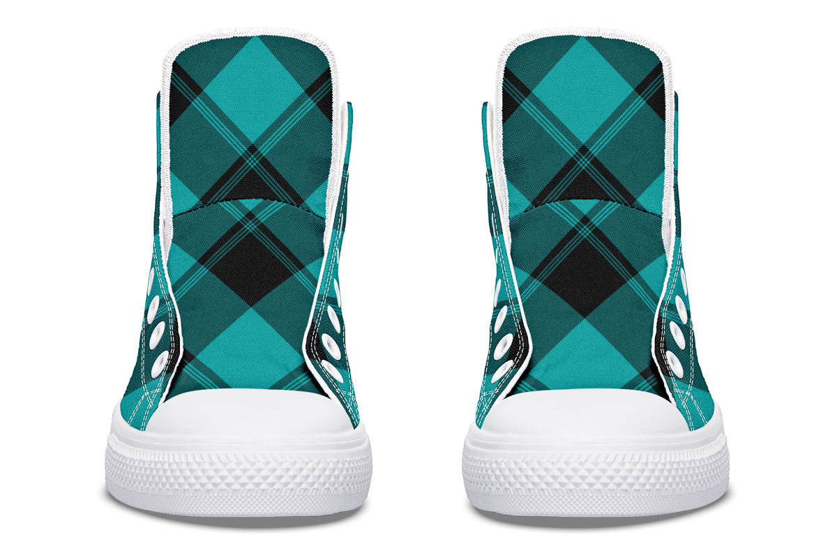 Pennyroyal Teal Plaid High Tops (Wide)