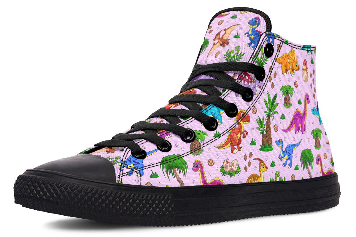 Pink And Blue Mismatched Baby Dinos High Tops (Wide)