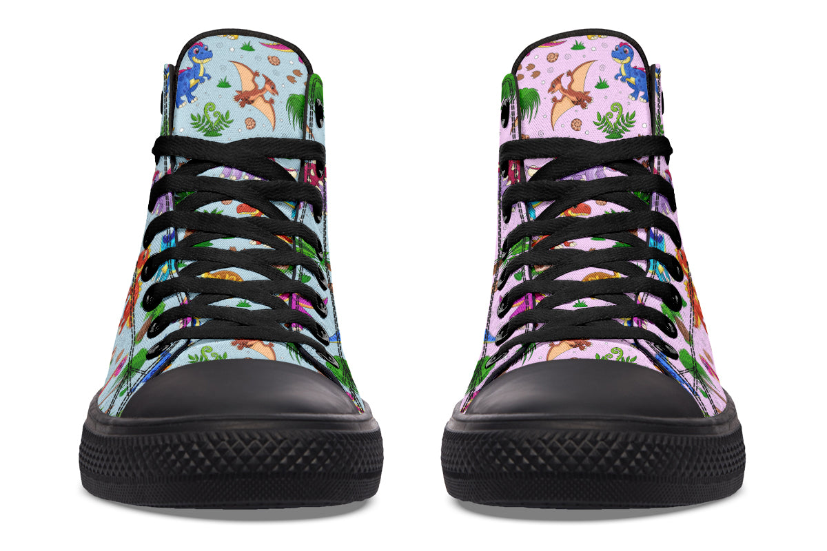 Pink And Blue Mismatched Baby Dinos High Tops (Wide)
