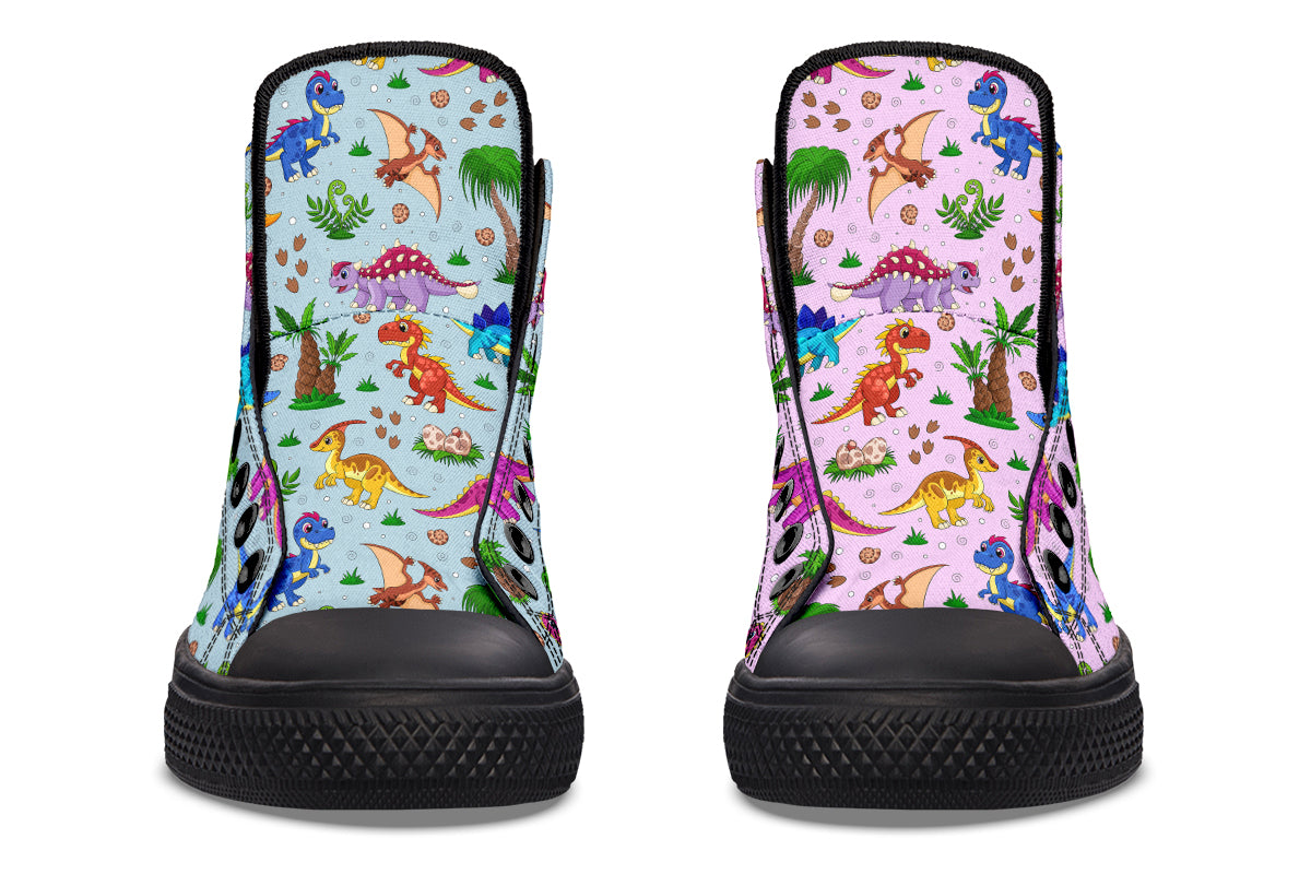 Pink And Blue Mismatched Baby Dinos High Tops (Wide)