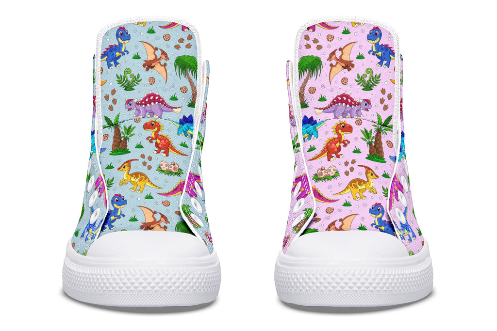 Pink And Blue Mismatched Baby Dinos High Tops (Wide)