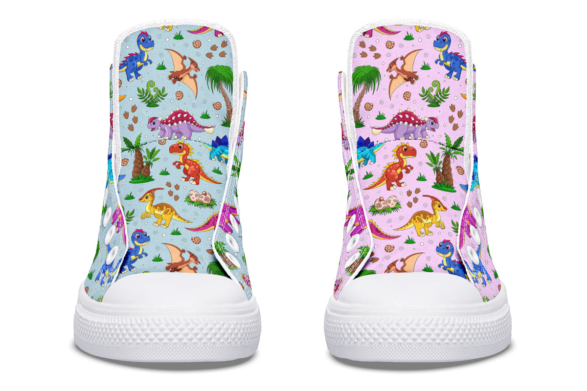 Pink And Blue Mismatched Baby Dinos High Tops (Wide)