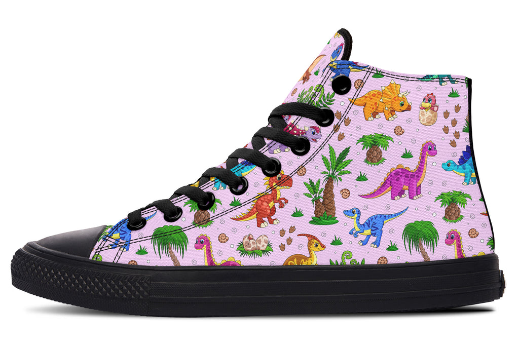 Pink And Blue Mismatched Baby Dinos High Tops (Wide)