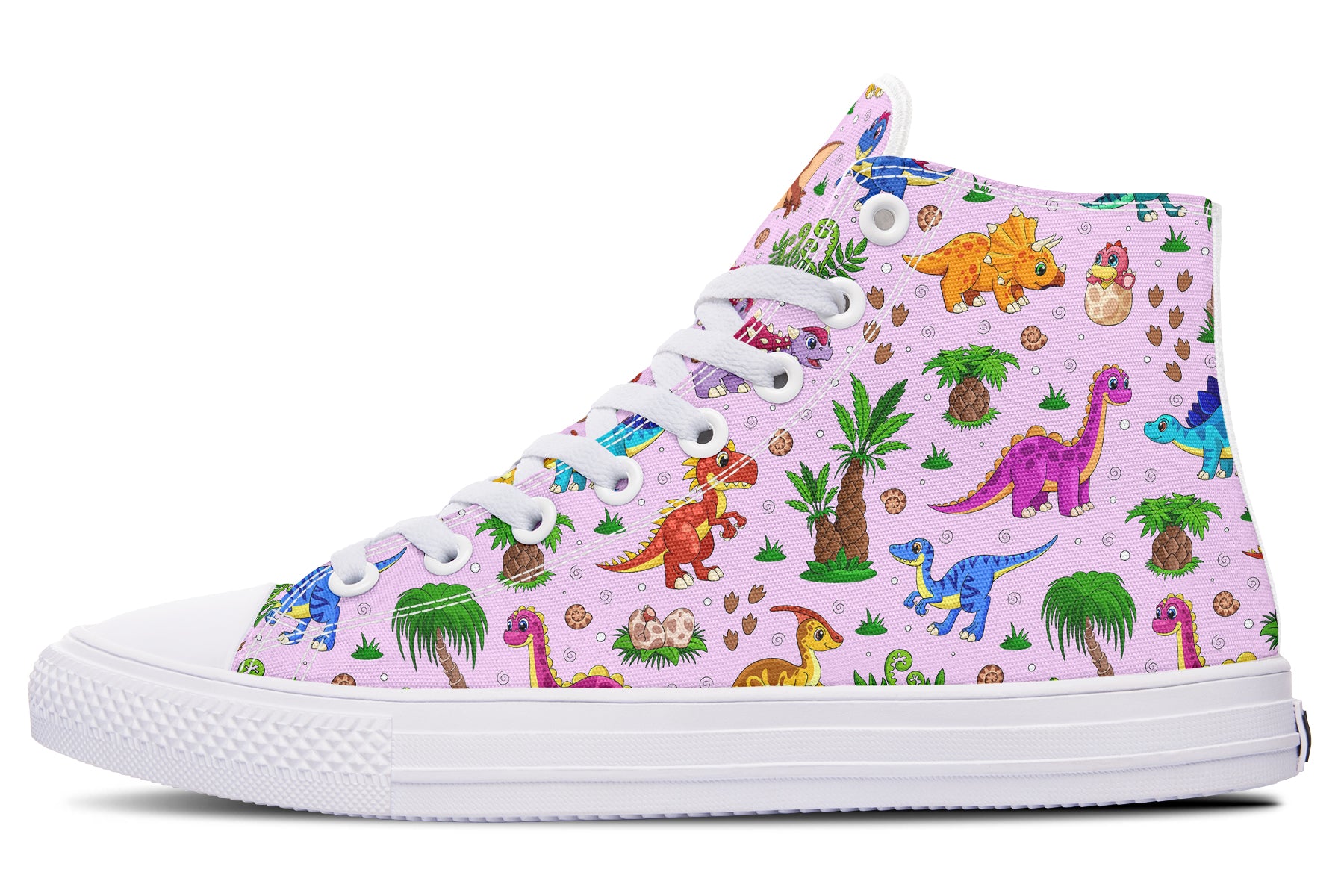 Pink And Blue Mismatched Baby Dinos High Tops (Wide)