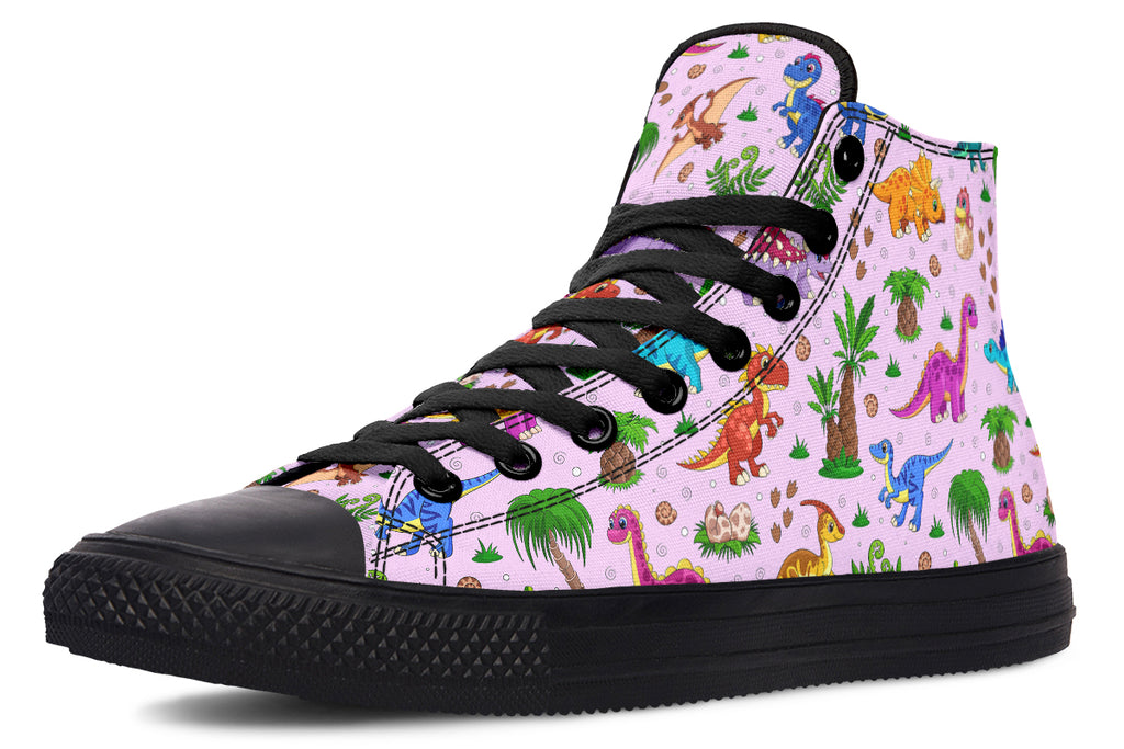 Pink And Blue Mismatched Baby Dinos High Tops - Offbeat Sweetie